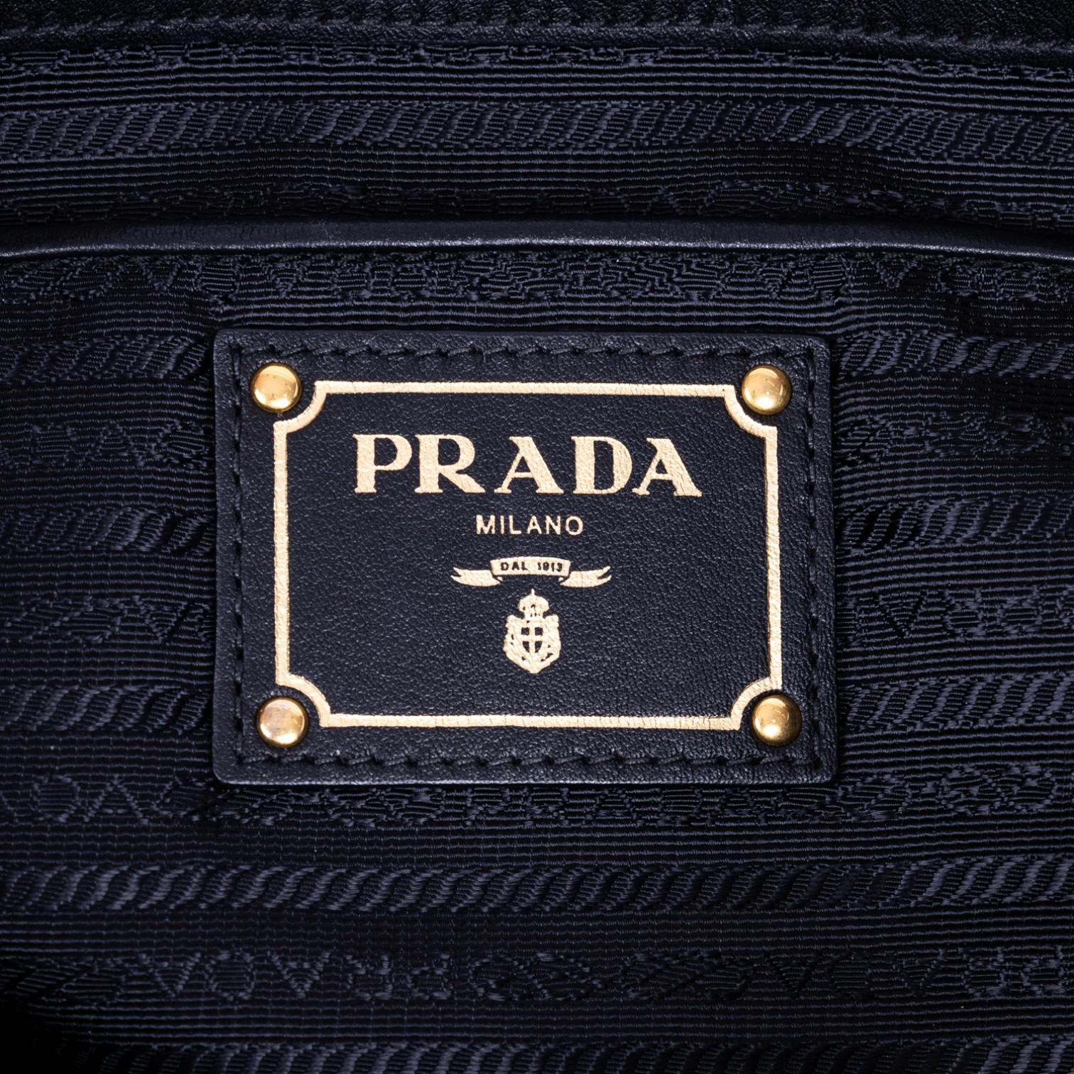 Prada Black Nylon Canvas Leather Crossbody Tote Bag GTA1057