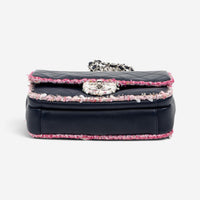 Chanel Black Tweed Canvas Lambskin Single Flap Shoulder Bag GTU0022