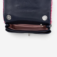 Chanel Black Tweed Canvas Lambskin Single Flap Shoulder Bag GTU0022