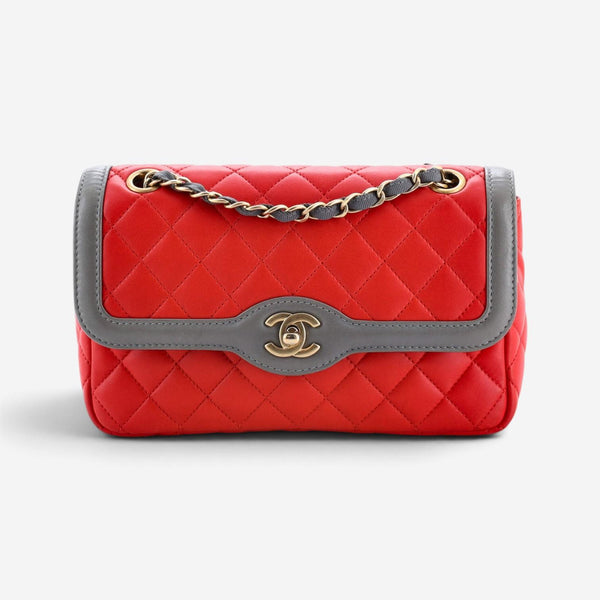 Chanel Classic Red Lambskin Leather Single Flap Bag GTU0484