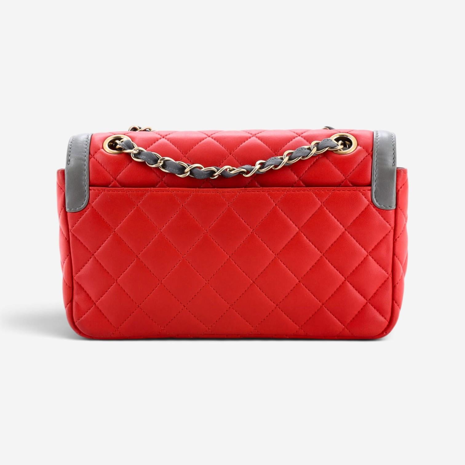 Chanel Classic Red Lambskin Leather Single Flap Bag GTU0484