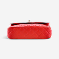 Chanel Classic Red Lambskin Leather Single Flap Bag GTU0484