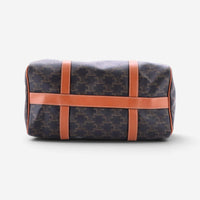 Celine Triomphe Brown Macadam Coated Canvas Medium Boston Bag GTU0554