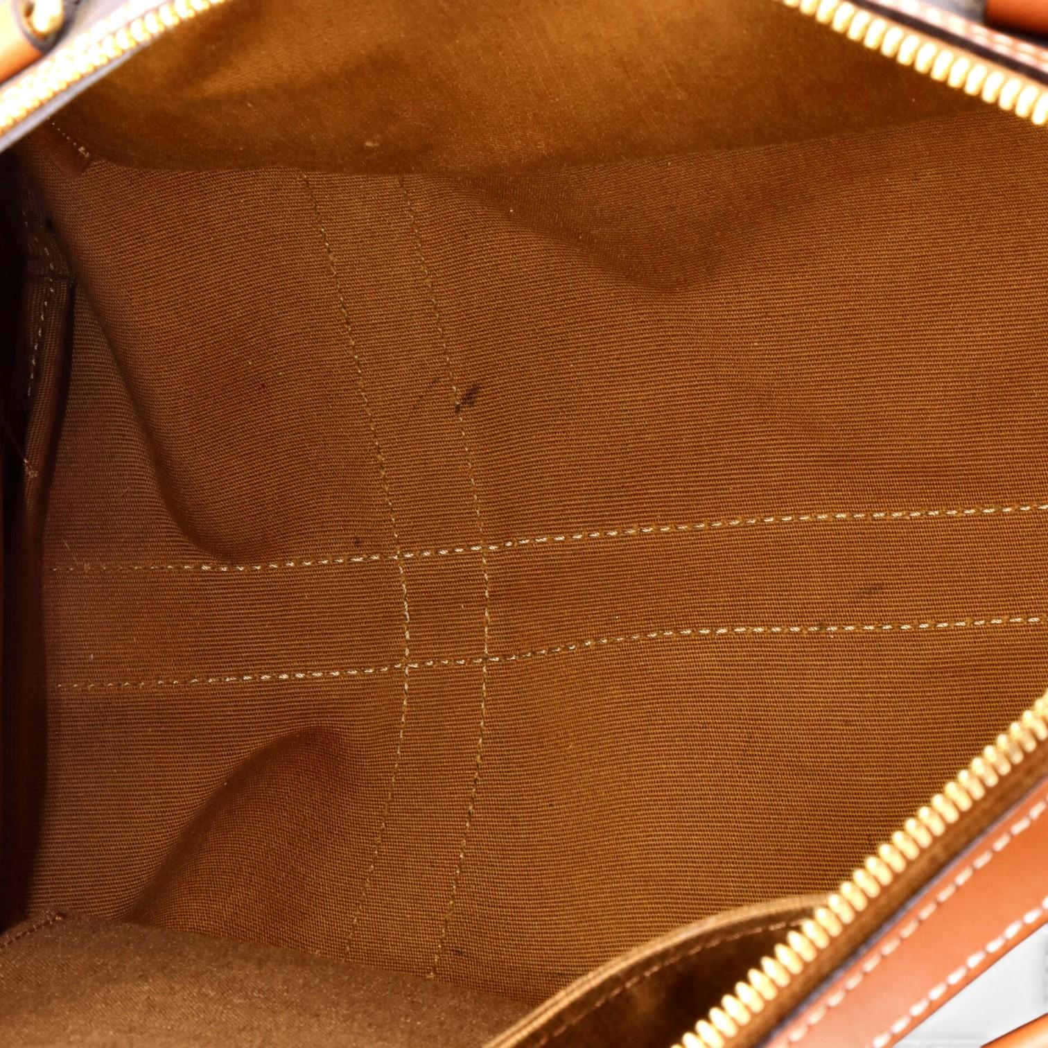 Celine Triomphe Brown Macadam Coated Canvas Medium Boston Bag GTU0554
