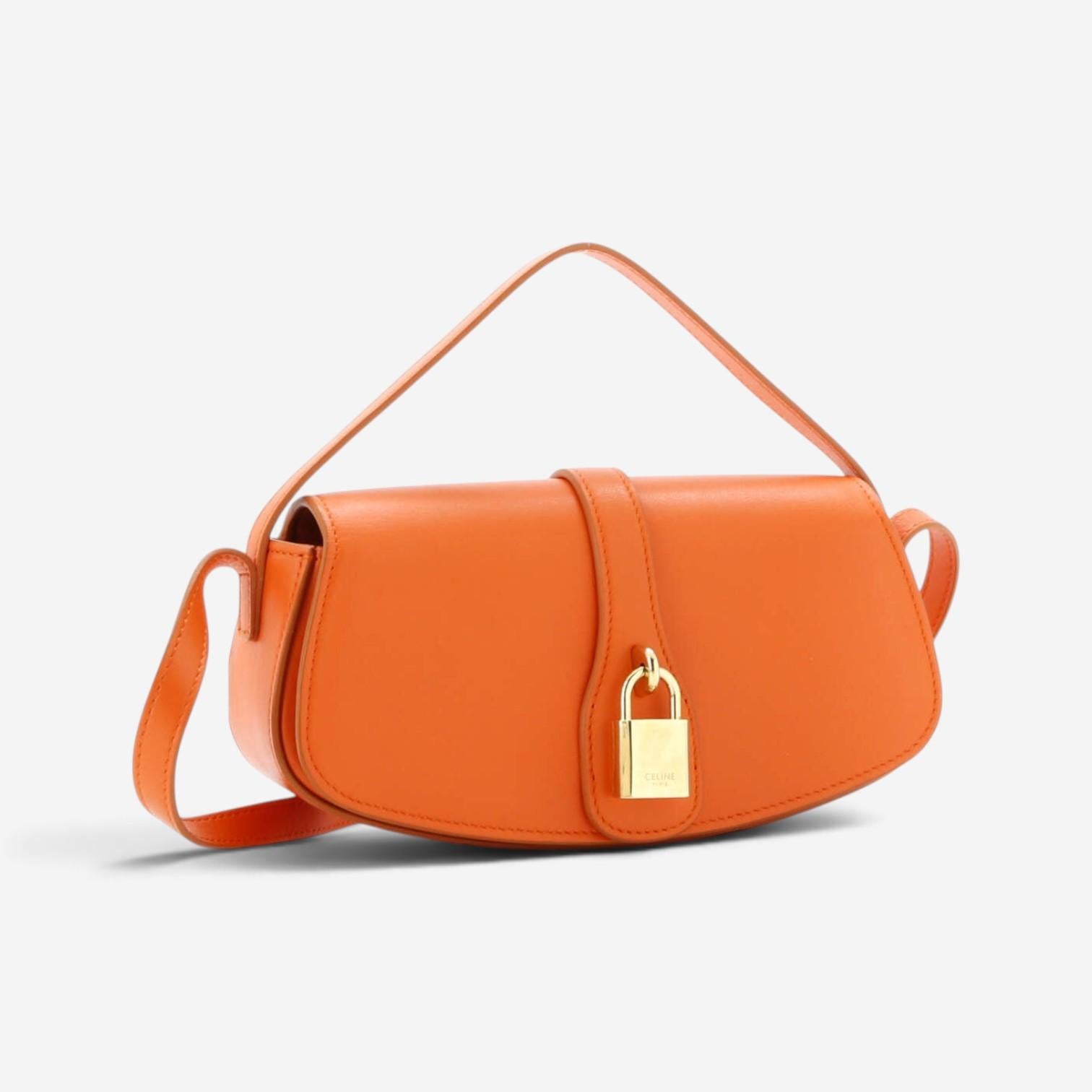 Celine Tabou Orange Calfskin Smooth Leather Clutch Crossbody Bag GTU0574