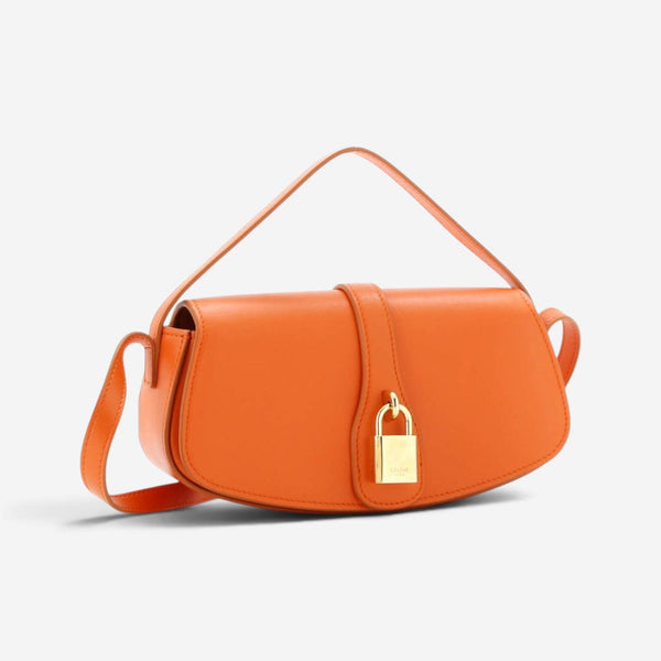 Celine Tabou Orange Calfskin Smooth Leather Clutch Crossbody Bag GTU0574