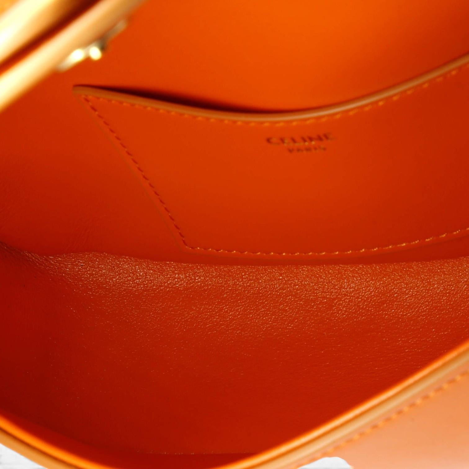 Celine Tabou Orange Calfskin Smooth Leather Clutch Crossbody Bag GTU0574