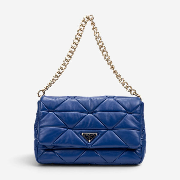 Prada System Blue Calf Leather Large Flap Bag GTU0672
