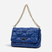 Prada System Blue Calf Leather Large Flap Bag GTU0672