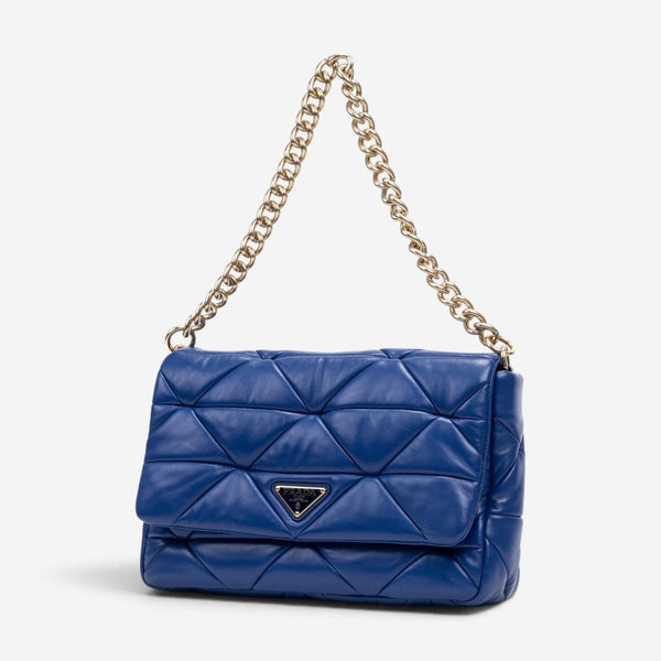 Prada System Blue Calf Leather Large Flap Bag GTU0672