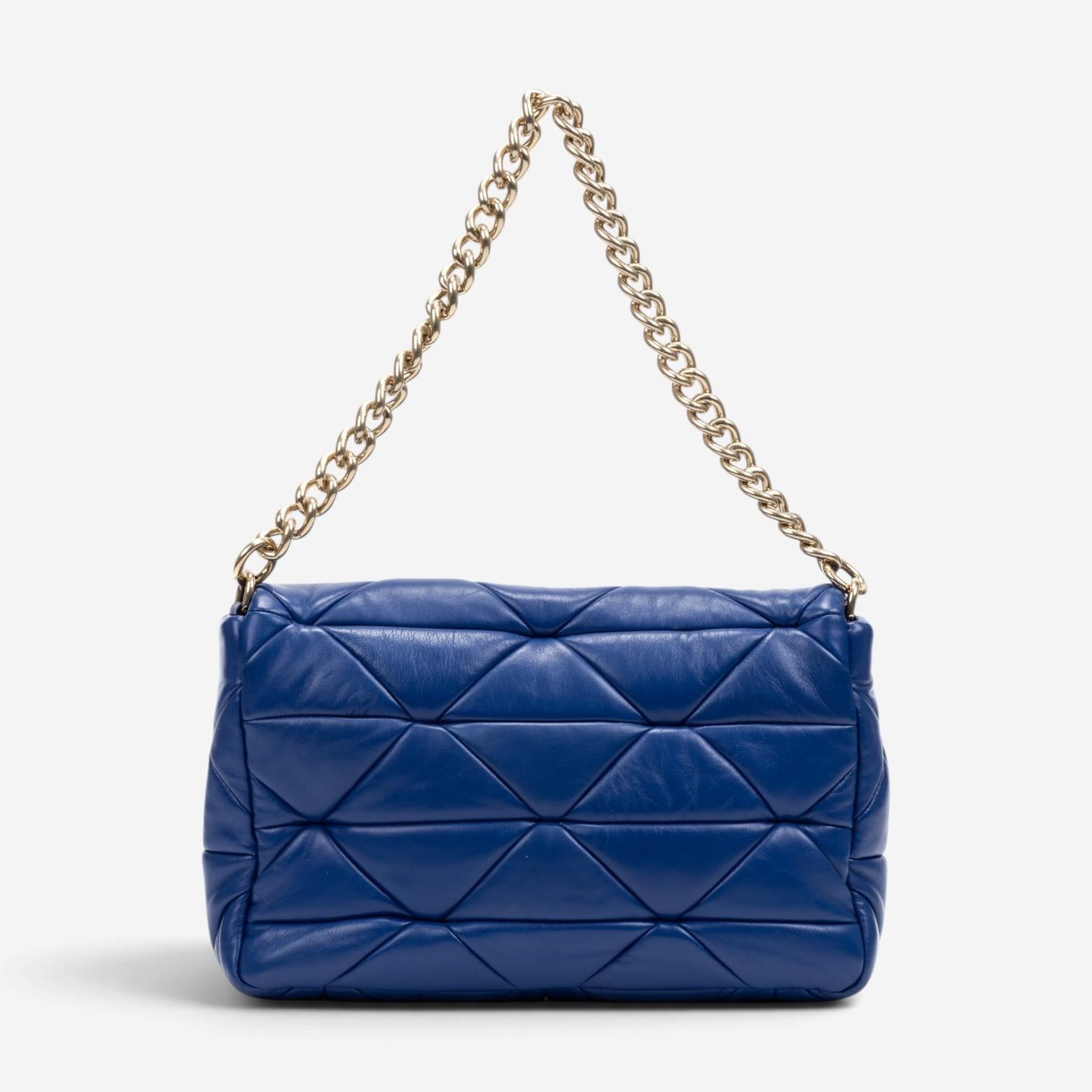 Prada System Blue Calf Leather Large Flap Bag GTU0672