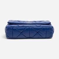 Prada System Blue Calf Leather Large Flap Bag GTU0672