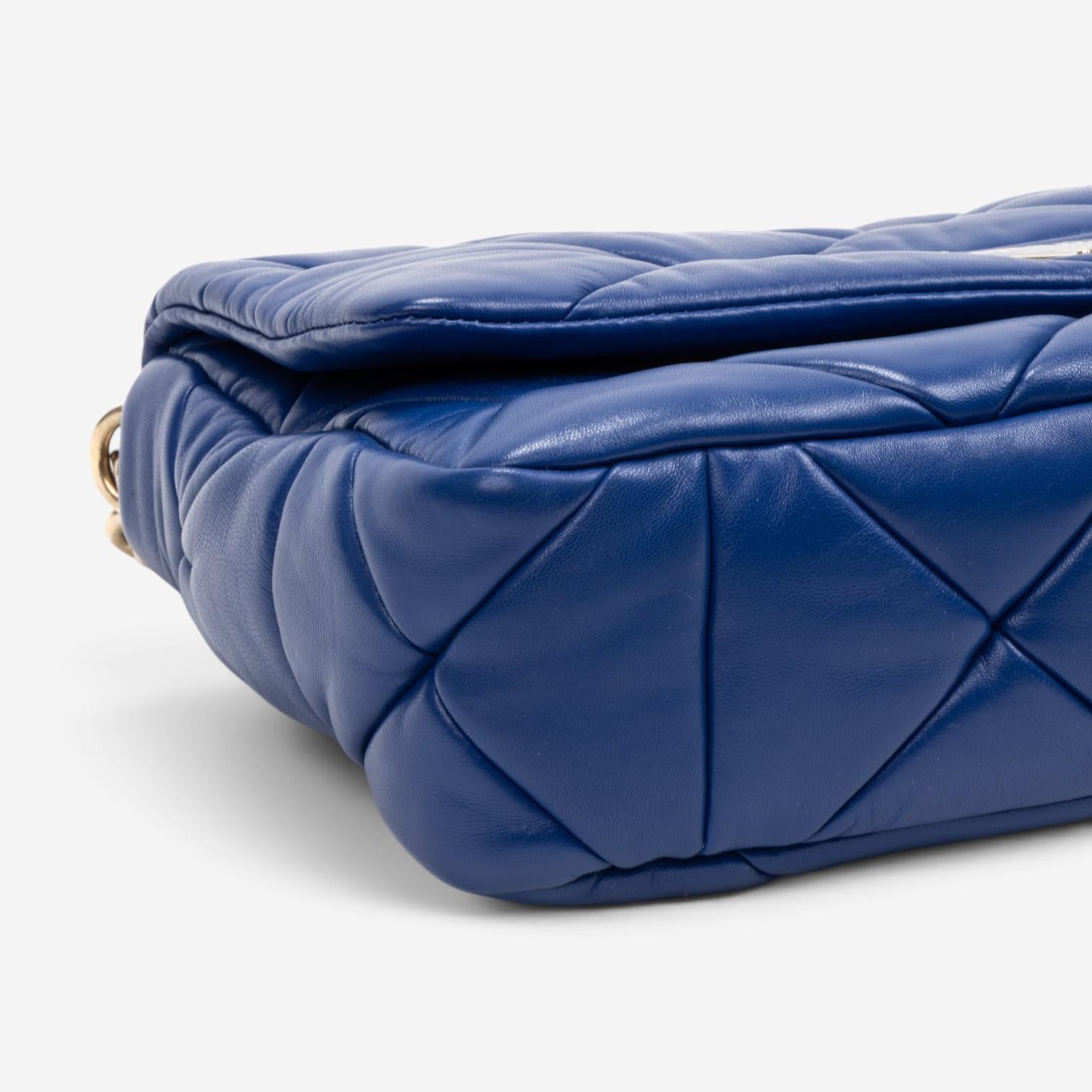 Prada System Blue Calf Leather Large Flap Bag GTU0672