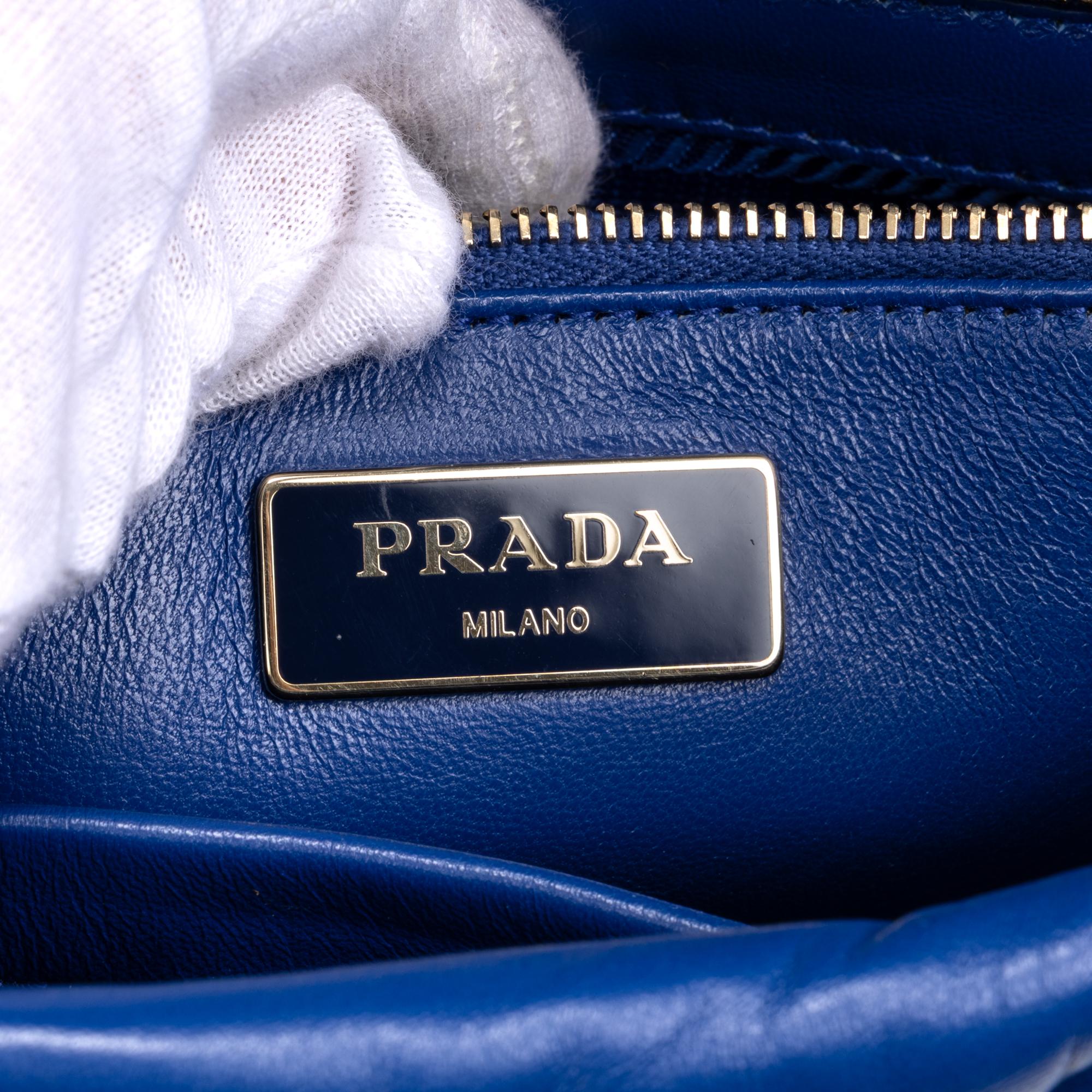 Prada System Blue Calf Leather Large Flap Bag GTU0672