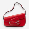 Gucci 1955 Horsebit Assymetric Small Red Calfskin Leather Shoulder Bag GTU0686
