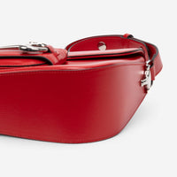Gucci 1955 Horsebit Assymetric Small Red Calfskin Leather Shoulder Bag GTU0686