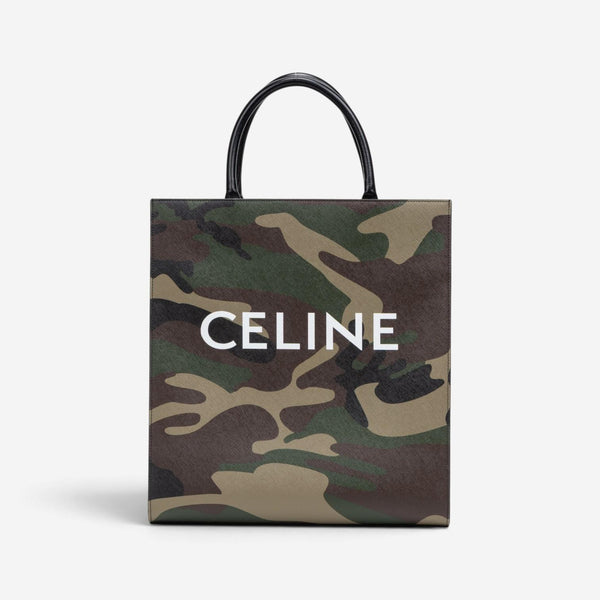 Celine Camouflage Khaki Canvas Medium Vertical Cabas Tote Bag GTU071