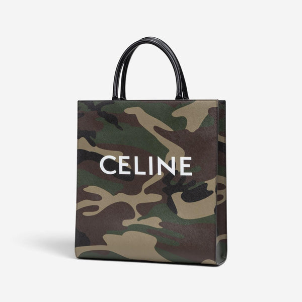 Celine Camouflage Khaki Canvas Medium Vertical Cabas Tote Bag GTU071