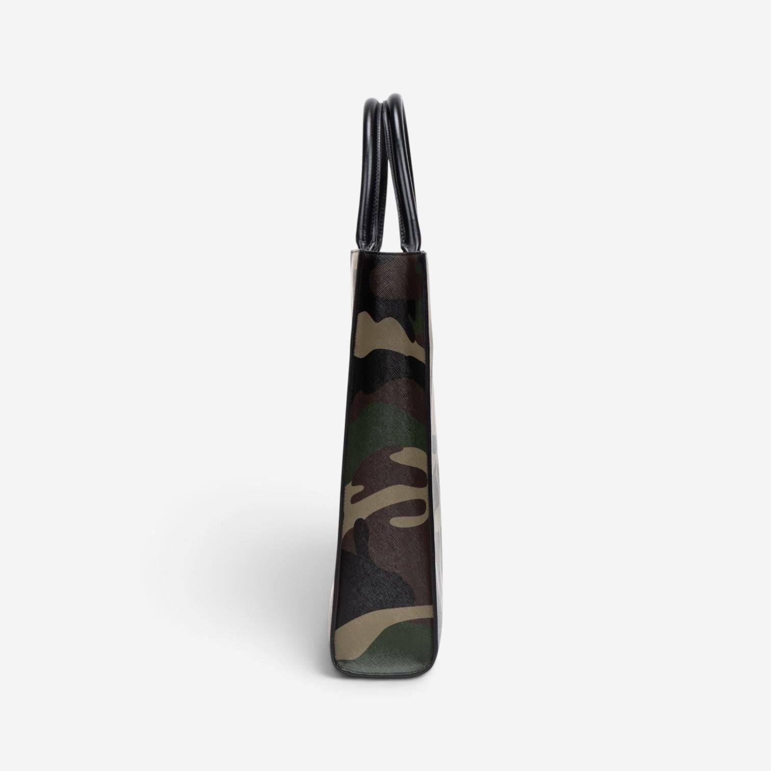 Celine Camouflage Khaki Canvas Medium Vertical Cabas Tote Bag GTU071