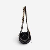 Chanel Black Large Quilted Lambskin 19 Round Chain Small Clutch Bag GTU0730