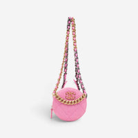 Chanel Pink Denim Canvas 19 Round Mini Clutch GTU0735