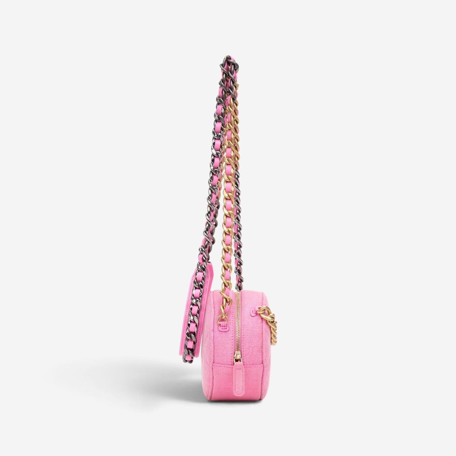 Chanel Pink Denim Canvas 19 Round Mini Clutch GTU0735