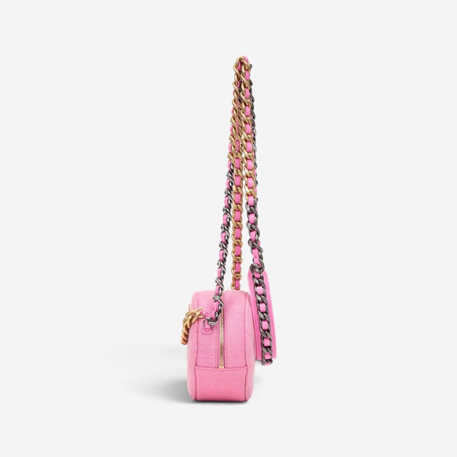 Chanel Pink Denim Canvas 19 Round Mini Clutch GTU0735