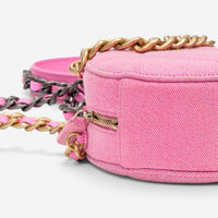 Chanel Pink Denim Canvas 19 Round Mini Clutch GTU0735