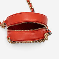 Chanel Red Lambskin 19 Round Mini Clutch GTU0736