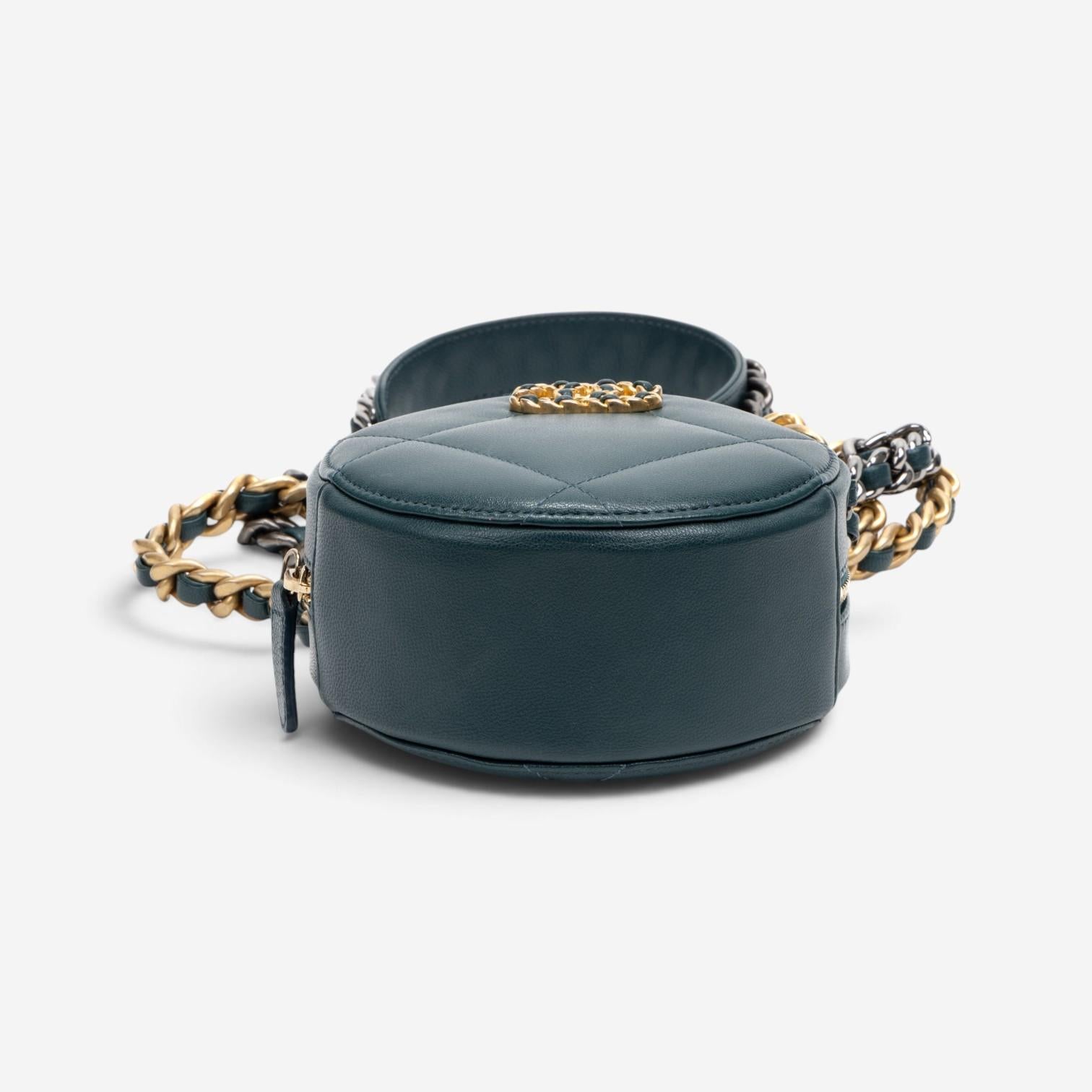 Chanel Dark Green Lambskin Leather Mini 19 Round Chain Clutch GTU0738