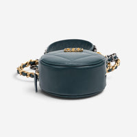 Chanel Dark Green Lambskin Leather Mini 19 Round Chain Clutch GTU0738
