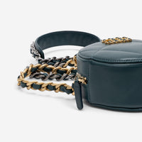 Chanel Dark Green Lambskin Leather Mini 19 Round Chain Clutch GTU0738