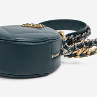 Chanel Dark Green Lambskin Leather Mini 19 Round Chain Clutch GTU0738