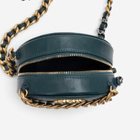 Chanel Dark Green Lambskin Leather Mini 19 Round Chain Clutch GTU0738