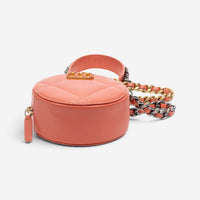Chanel Pink Peach Lambskin Leather 19 Round Chain Mini Clutch GTU0742
