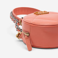Chanel Pink Peach Lambskin Leather 19 Round Chain Mini Clutch GTU0742