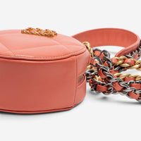 Chanel Pink Peach Lambskin Leather 19 Round Chain Mini Clutch GTU0742