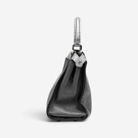 Fendi Peekaboo Grey/Silver Pebbled Calfskin Leather Medium Selleria Bag GTU0759