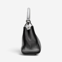 Fendi Peekaboo Grey/Silver Pebbled Calfskin Leather Medium Selleria Bag GTU0759