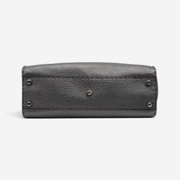 Fendi Peekaboo Grey/Silver Pebbled Calfskin Leather Medium Selleria Bag GTU0759