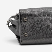 Fendi Peekaboo Grey/Silver Pebbled Calfskin Leather Medium Selleria Bag GTU0759