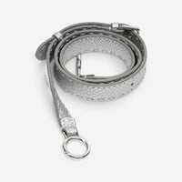 Fendi Peekaboo Grey/Silver Pebbled Calfskin Leather Medium Selleria Bag GTU0759
