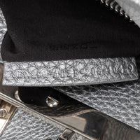 Fendi Peekaboo Grey/Silver Pebbled Calfskin Leather Medium Selleria Bag GTU0759