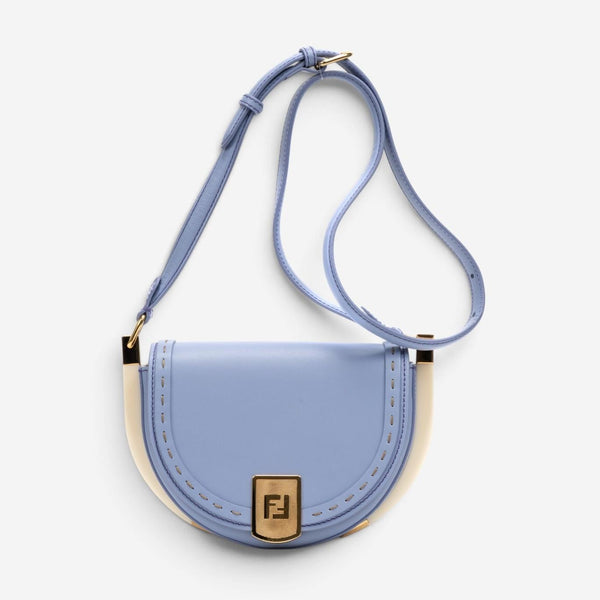 Fendi Moonlight Light Blue Smooth Leather Small Flap Crossbody Bag GTU0766