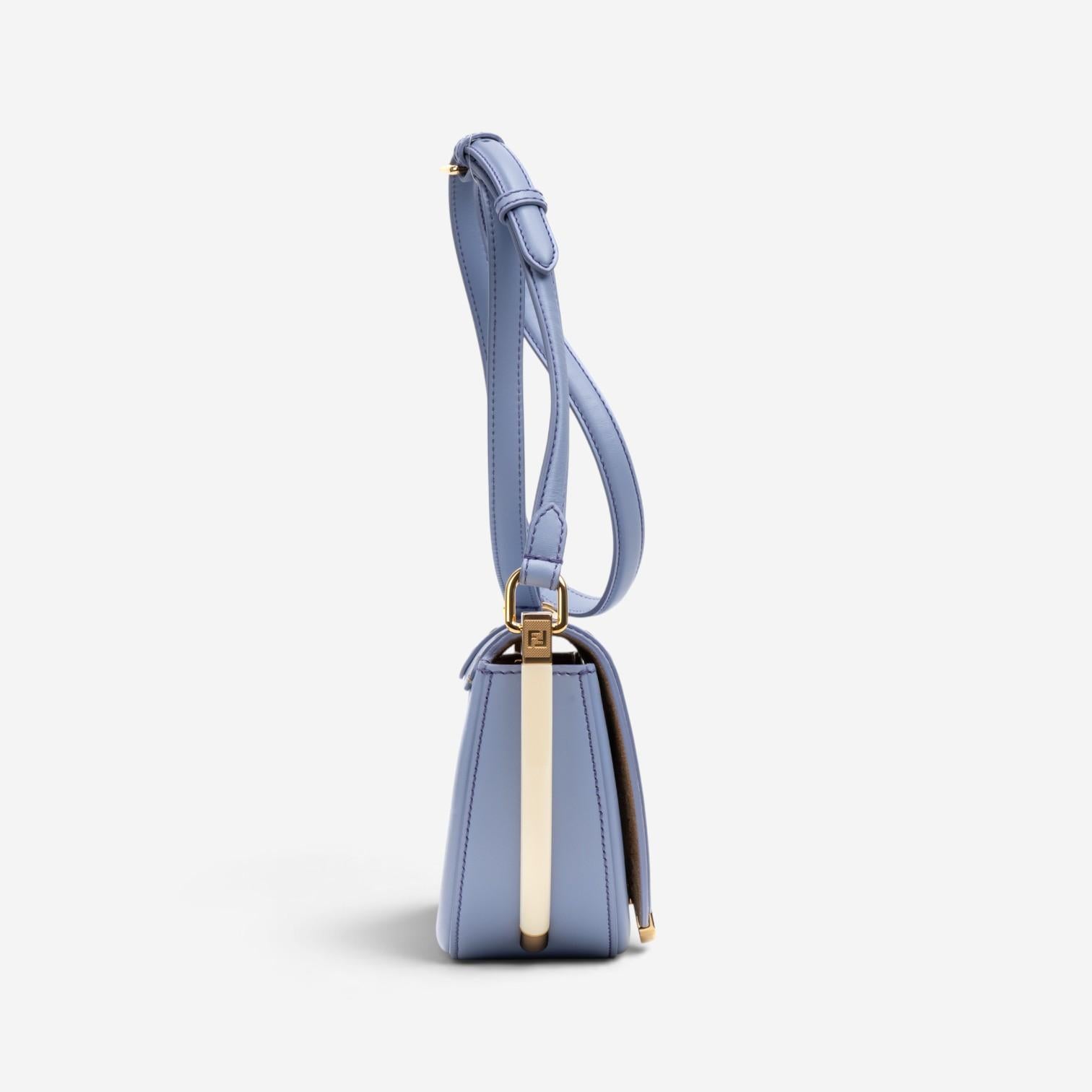 Fendi Moonlight Light Blue Smooth Leather Small Flap Crossbody Bag GTU0766