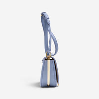Fendi Moonlight Light Blue Smooth Leather Small Flap Crossbody Bag GTU0766