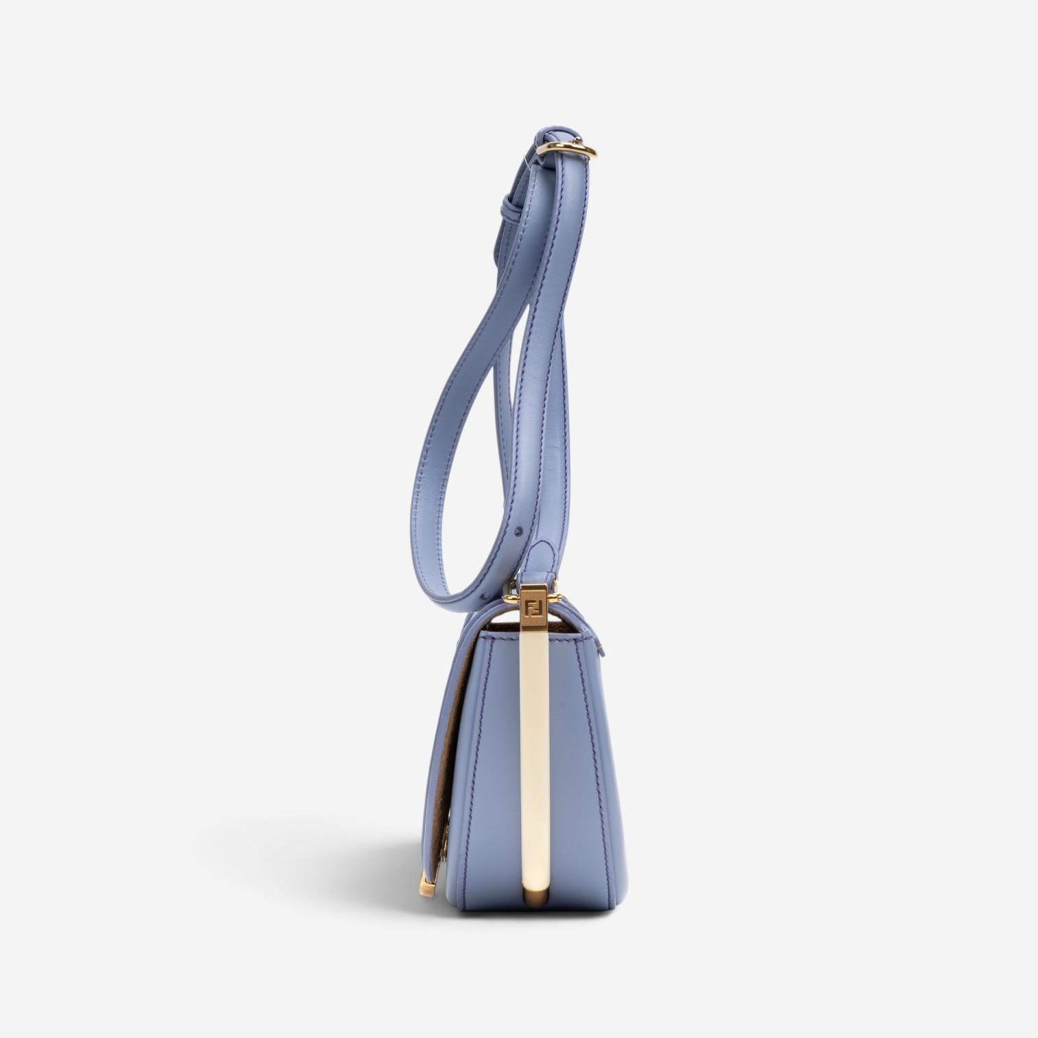 Fendi Moonlight Light Blue Smooth Leather Small Flap Crossbody Bag GTU0766