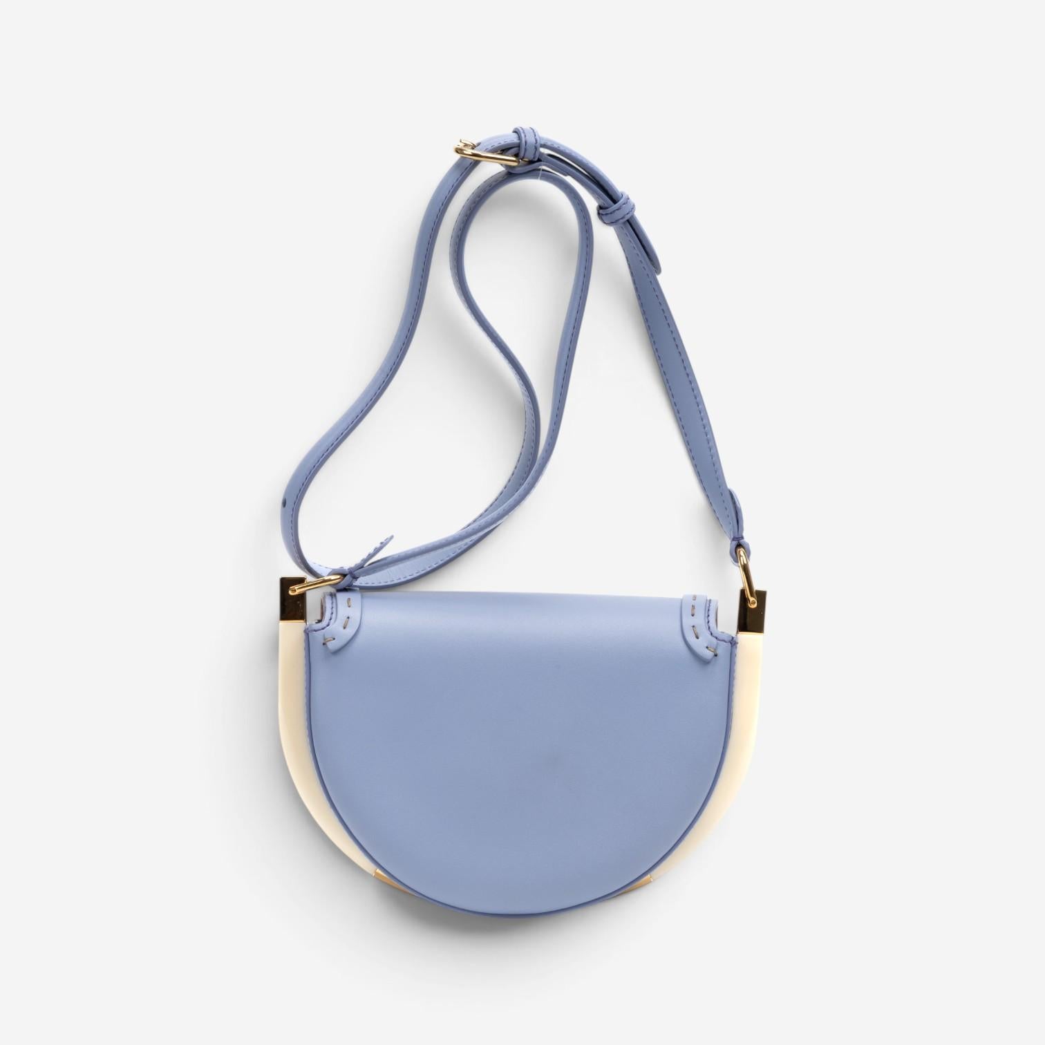 Fendi Moonlight Light Blue Smooth Leather Small Flap Crossbody Bag GTU0766