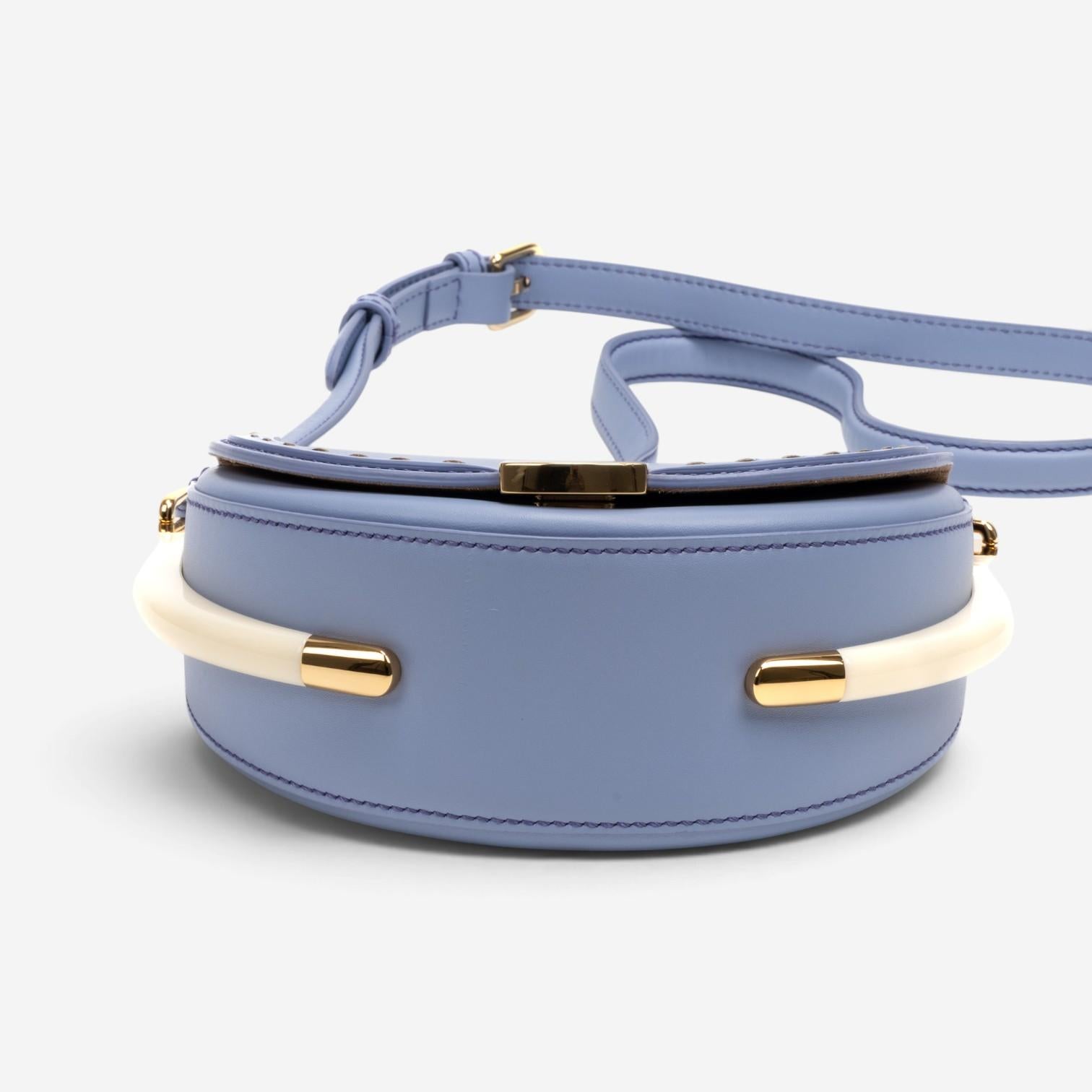 Fendi Moonlight Light Blue Smooth Leather Small Flap Crossbody Bag GTU0766