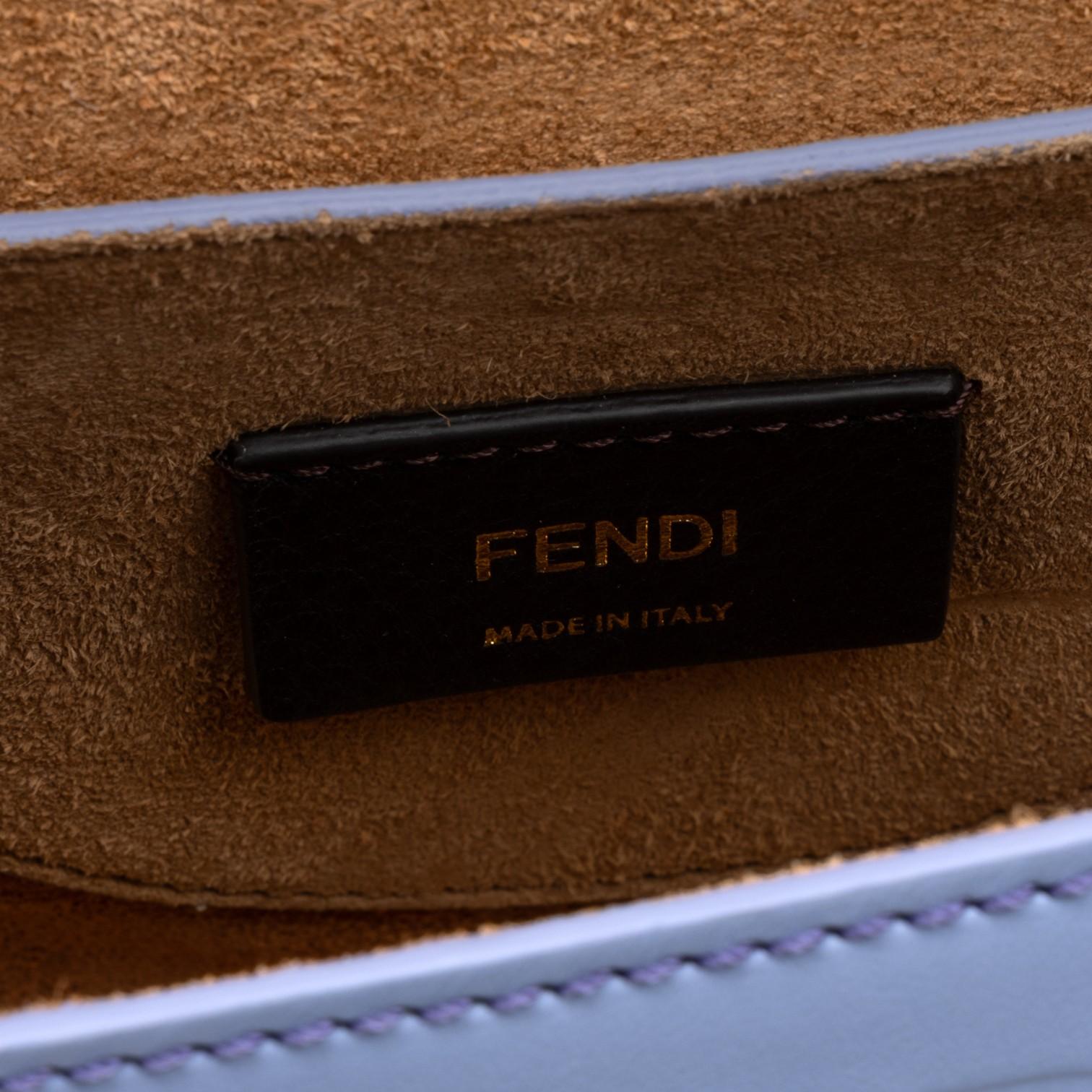 Fendi Moonlight Light Blue Smooth Leather Small Flap Crossbody Bag GTU0766